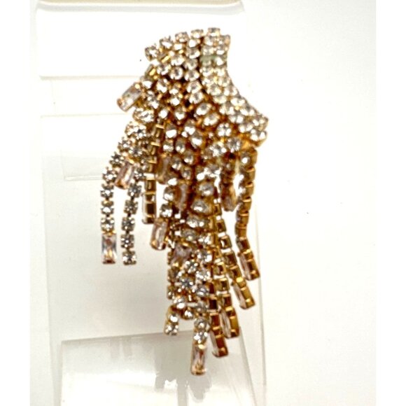 Glam Single Earring Crystal Rhinestone Cascade Chandelier Dangling READ - Picture 7 of 8